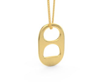 Solid 14kt Yellow Gold Soda Tab Pendant Charm - FREE 18inch Chain, FREE Jewelry Box, FREE Shipping | Pull Tab, Can Tab, Soda Can