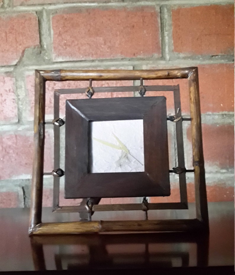 Bamboo and wooden frame wooden frame square