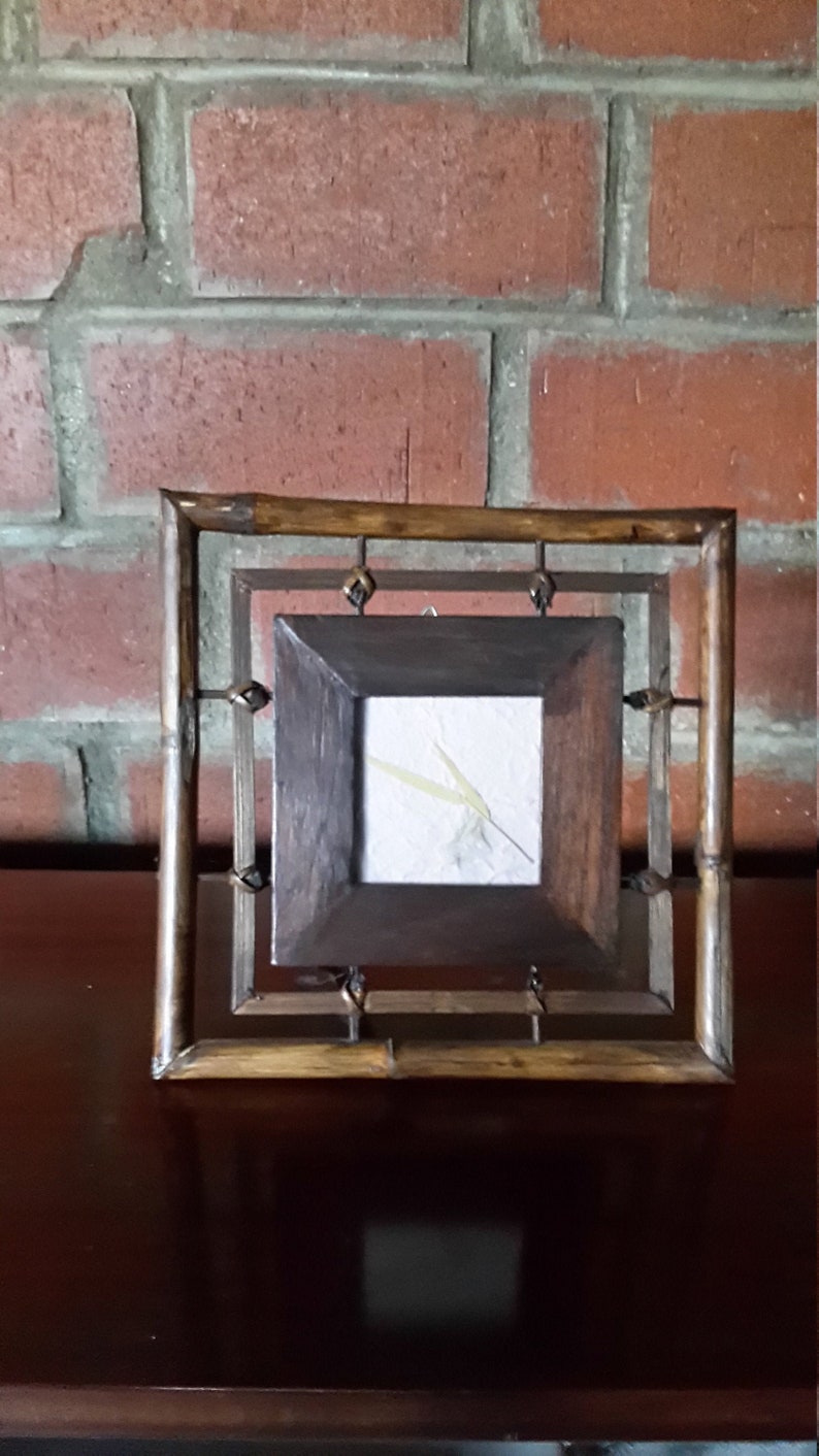 Bamboo and wooden frame wooden frame square