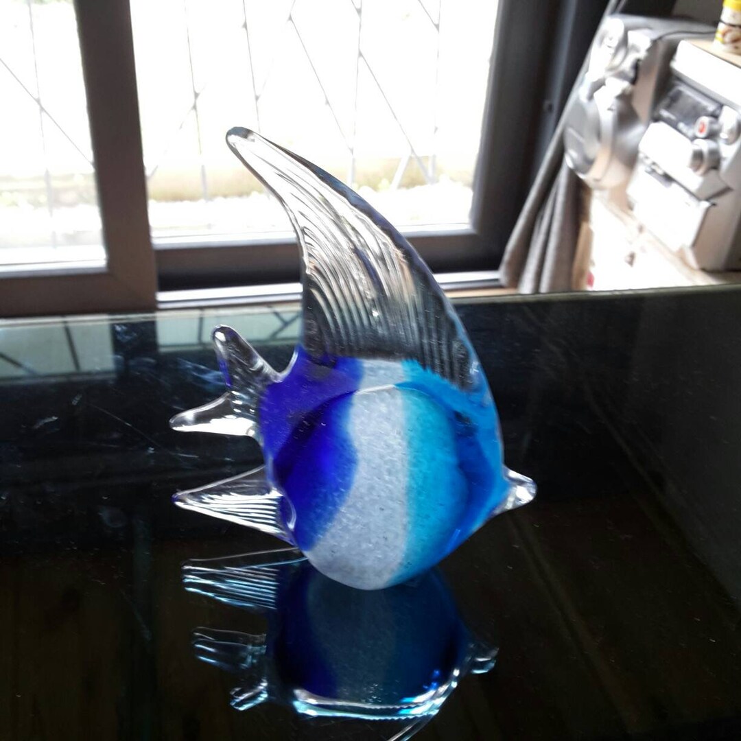 Murano Glass Fish Blue /solid Glass Fish Sculpture/glass Fish Blue Etsy
