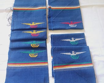 Servilletas Chimayo tejidas a mano, azules, juego de 7