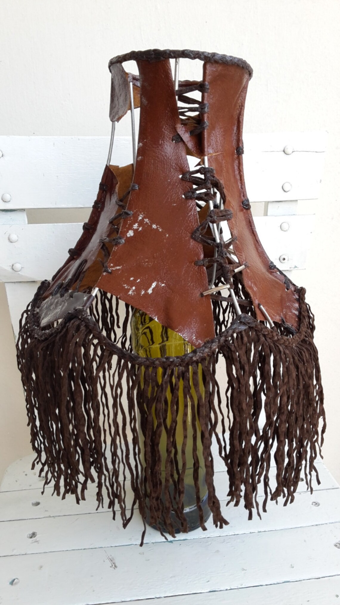 Leather Lamp Shade/abatjour Cuir/leather Table Lamp Etsy