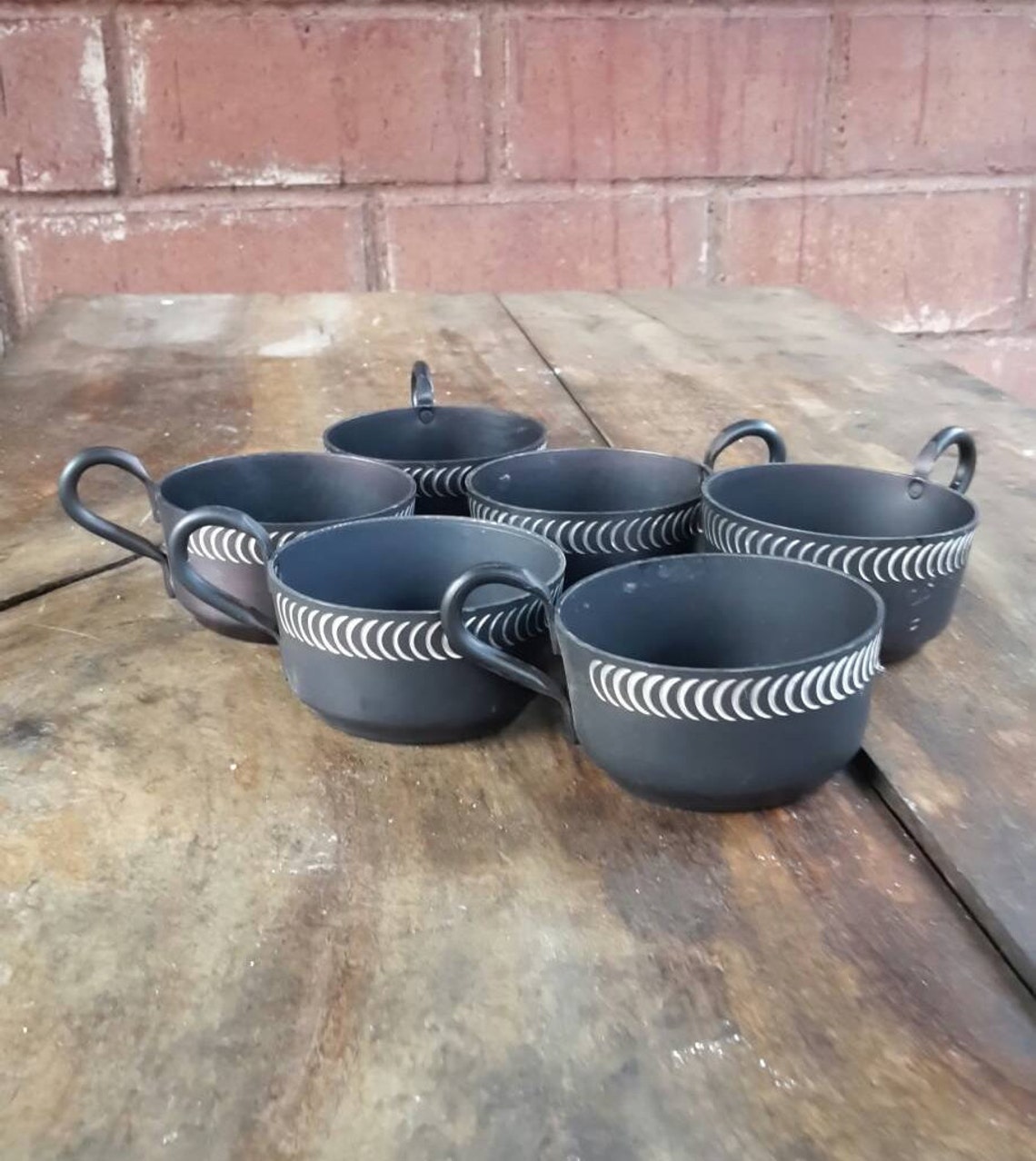 Metal Coffee Cups Black Set of 6 Etsy