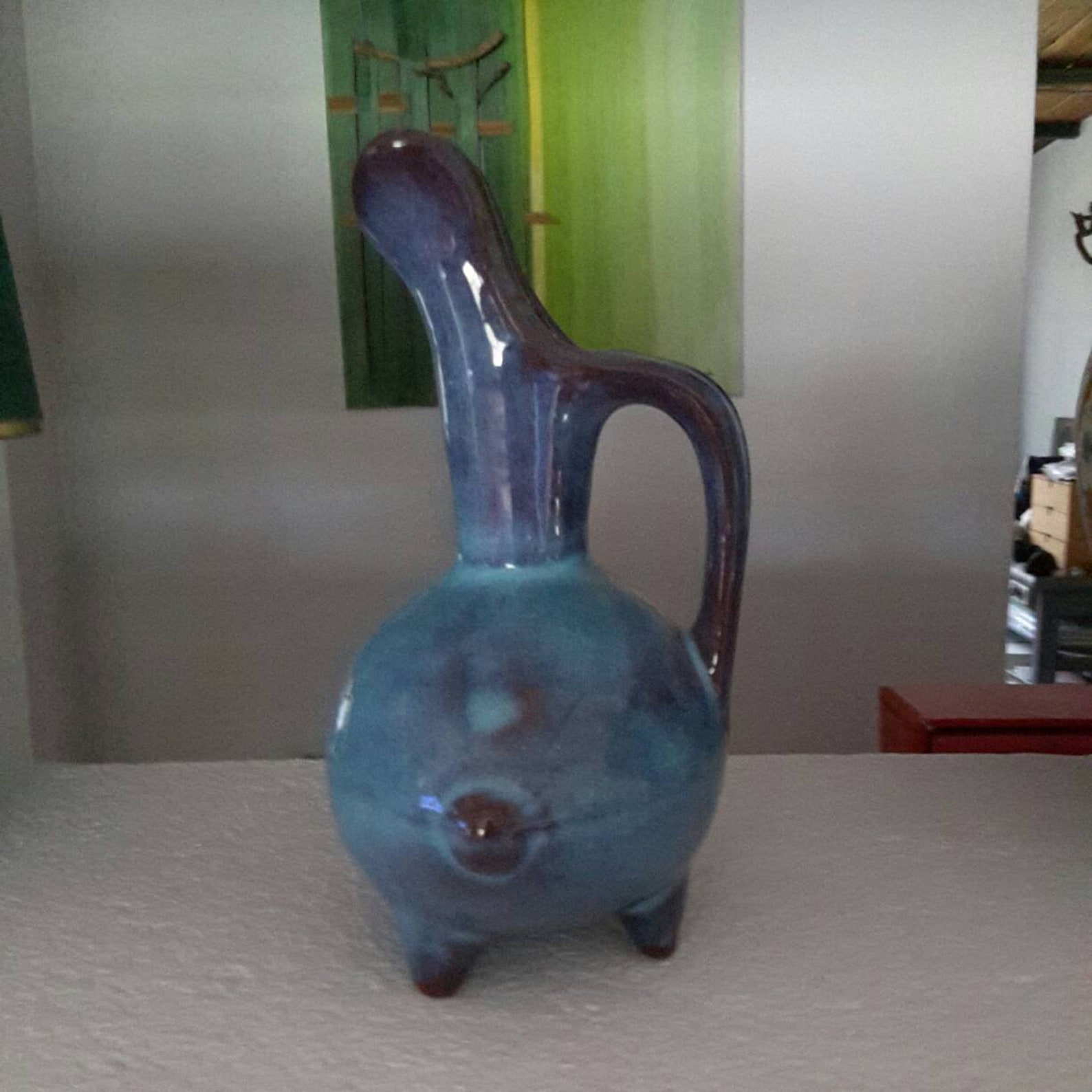 Earthen pitcher blue/decorative pitcher handmade/traditional Etsy