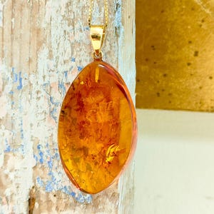 Big Amber Pendant.Natural Shapes cognac Baltic Amber.Amber necklace.Boho chic amber  necklace.Amber Jewel for her.Moder design amber gift.