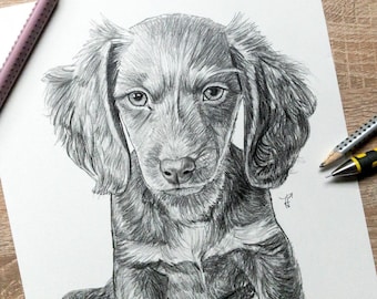 Dog Portrait from Photo | Dog Remembrance Gift Custom Dog Sketch Portrait Black and White | Gift For Mom | Pet Loss Gift