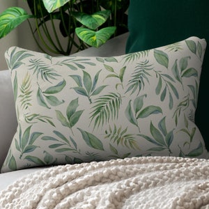 Boho Leaf Lumbar Pillow, Floral Vintage Nature Design - Home Decor, Bohemian Pillow, Throw Cushion, Botanical Decor, Accent Pillow