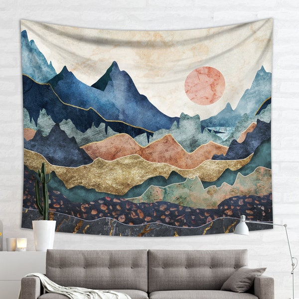 Mountain Tapestry | Boho Tapestry Wall Hanging | Bohemian Decor | Mountain Tapestry College Wall Hanging | Landscape Wall Art
