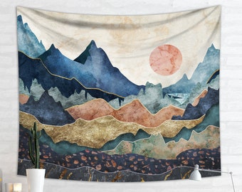 Mountain Tapestry | Boho Landscape Wall Hanging Tapestry | Bohemian Wall Hanging | Scenic Mountain Wall Hanging | Landscape Dorm Room Decor
