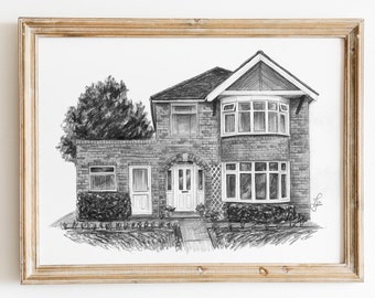 House Sketch From Photo | Old Home Gift | Custom House Pencil Sketch | House Portrait Moving Gift | Realistic House Sketch | Our First Home