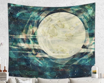 Moon Tapestry | Abstract Moon Child Tapestry | Modern Astronomy Wall Tapestry Grunge Wall Hanging | Moon Wall Tapestry