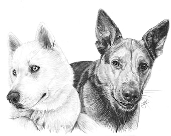 Pet Loss Gift | Custom Dog Portrait from Photo | Dog Owner Gift | Personalized Pet Memorial | Dog Dad Gift Custom Dog Sketch Portrait