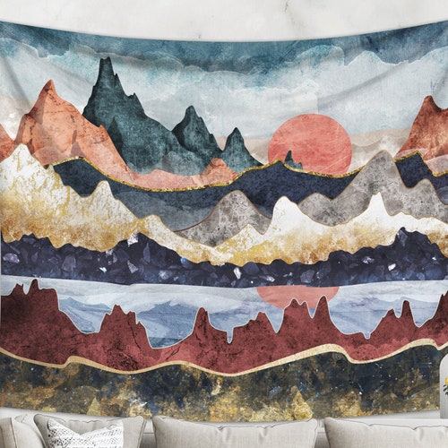 Japan Mountain Tapestry Scenic Landscape Dorm Room Decor Etsy
