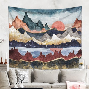 Mountain Tapestry | Boho Tapestry Wall Hanging | Dorm Decor | Bohemian Nature Tapestry | Mountain Wall Art Gift For The Home