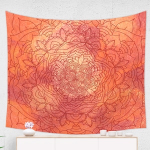 Orange Tapestry | Mandala Tapestry | Dorm Decor | Hippie Tapestry Wall Hanging | Burnt Orange Bohemian Wall Hanging | Indian Tapestry