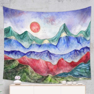 Mountain Tapestry | Landscape Wall Hanging Tapestry | Bohemian Decor | Boho Mountain Wall Hanging | Nature Tapestry Abstract Décor