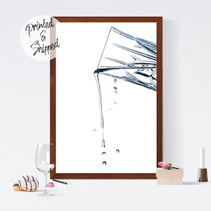 Water Class Print | Water Photography Print | Modern Water Art Poster | Elegant Water Glass Poster Kitchen Decoration
