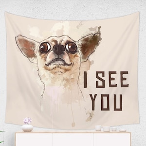 Chihuahua Tapestry in Beige Color | Funny Nursery Tapestry | Dog Tapestry for Kids | Gift for Chihuahua Owners and Dog Lovers