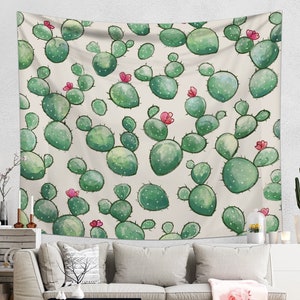 Succulent Tapestry Wall Hanging | Cactus Vintage Tapestry Wall Art | Nature Tapestry Cacti Pattern Home Décor | Botanical Tapestry