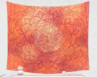 Orange Tapestry | Mandala Tapestry | Dorm Decor | Hippie Tapestry Wall Hanging | Burnt Orange Bohemian Wall Hanging | Indian Tapestry