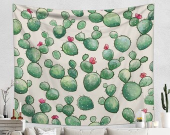 Succulent Tapestry Wall Hanging | Cactus Vintage Tapestry Wall Art | Nature Tapestry Cacti Pattern Home Décor | Botanical Tapestry