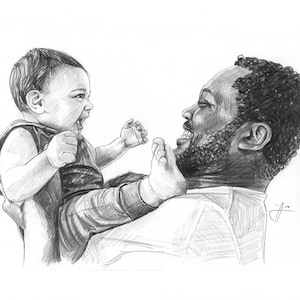 Portrait Sketch | Mother&#39;s Day Gift, Custom Pencil Portrait from Photo in Black and White | Family Portrait Drawing