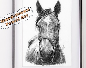 Custom Horse Portrait | Horse Memorial Gift | Pet Loss Gift | Horse Drawing | Horse Loss Gift | Gift For Horse Lover Wall Art