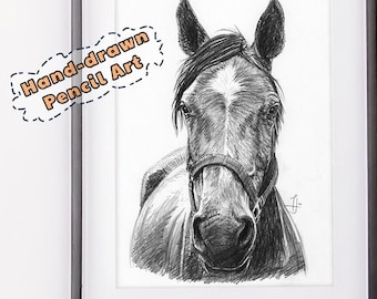 Custom Horse Portrait | Horse Memorial Gift | Pet Loss Gift | Horse Drawing | Horse Loss Gift | Gift For Horse Lover Wall Art