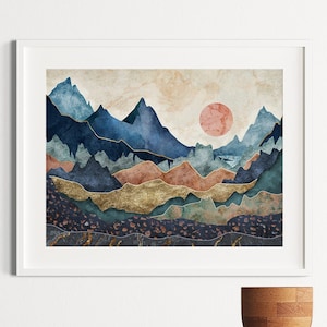 Mountain Wall Art | Abstract Print Of Mountain | Mountain Art Print | Landscape Wall Art Modern Art Print