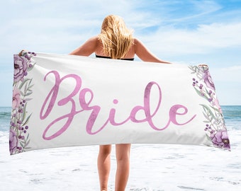 Bride Beach Towel | Personalized Beach Towel | Custom Bride Shower Gift | Bridesmaid Gift | Personalized Bride Name Beach Towel