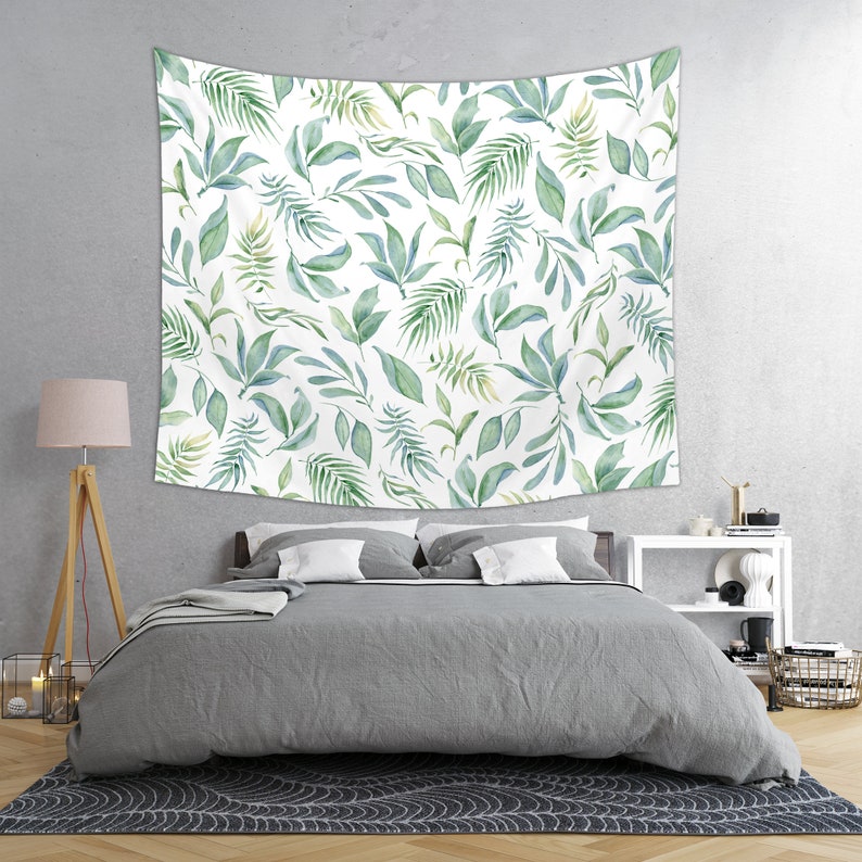 Floral Tapestry Nature Tapestry Green Boho Tapestry Leaf Etsy