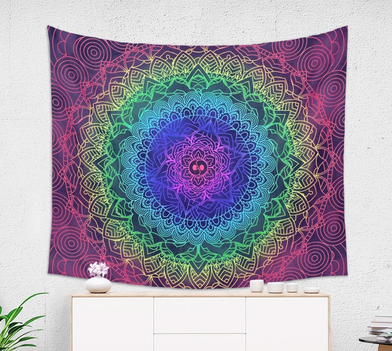 Spiritual Tapestry Wall Hanging Mandala Tapestry Pride Wall Etsy