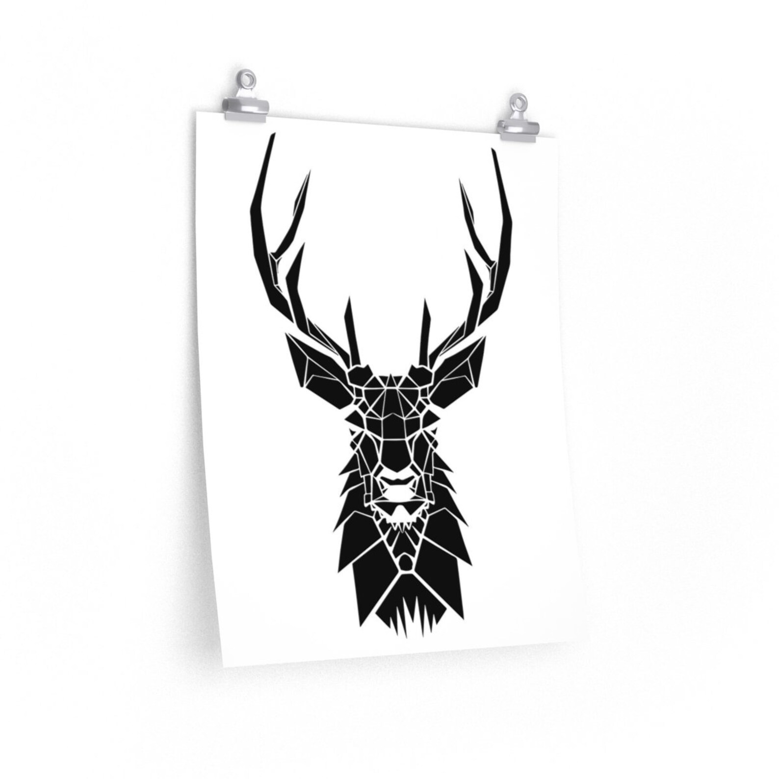Geometric Wall Art Deer Head Geometric Print Man Cave Decor Etsy