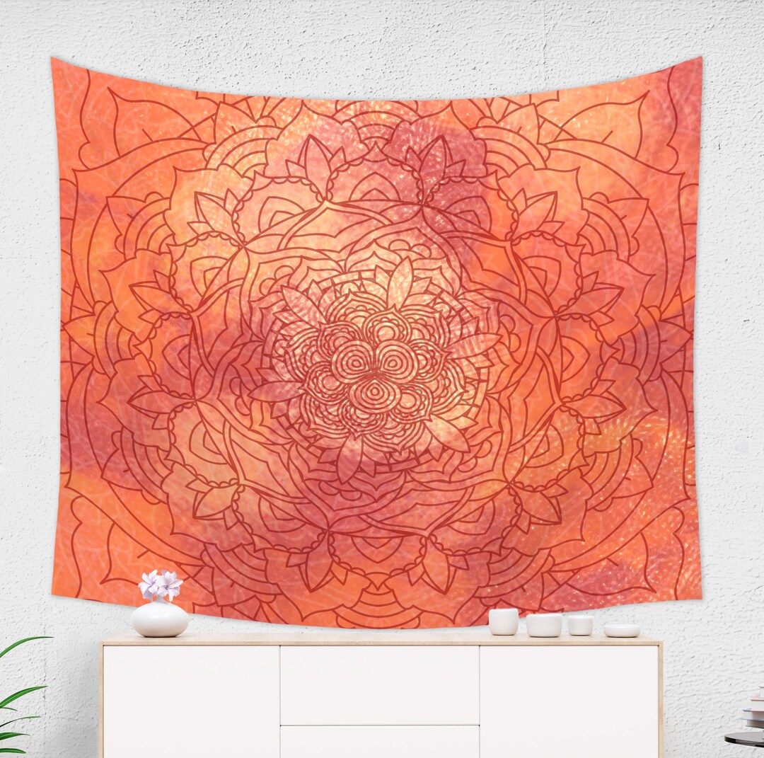 Orange Tapestry Mandala Tapestry Dorm Decor Hippie Tapestry Wall