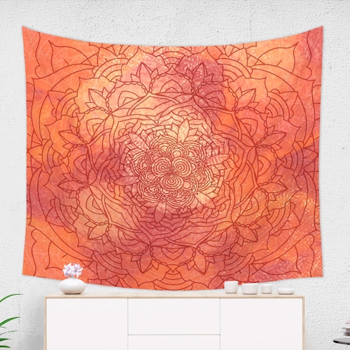 Orange Tapestry Mandala Tapestry Wall Hanging Trippy Etsy