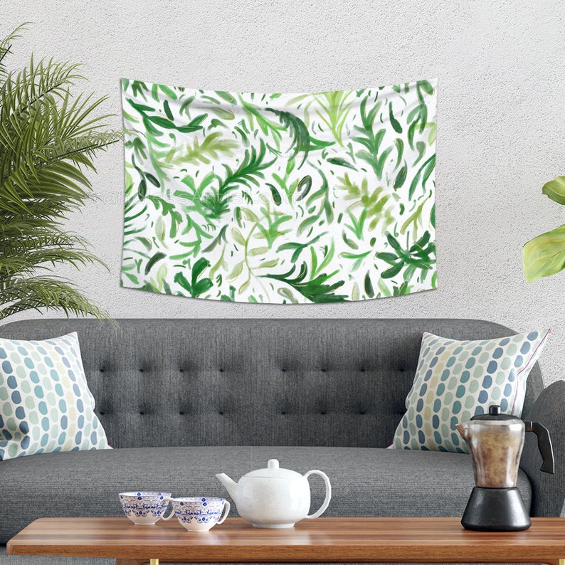 Leaf Tapestry Wall Hanging Nature Wall Tapestry Green Etsy