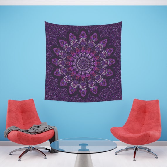 Purple Mandala Tapestry Wall Hanging Purple Sacred Home Decor Psychedelic Tapestry Bohemian Finding Zen Tapestry Etsy