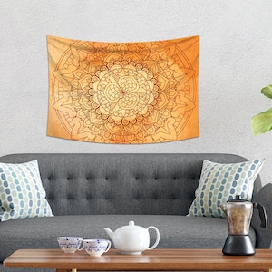 Orange Tapestry Mandala Tapestry Wall Hanging Dorm Decor Trippy Tapestry Boho Tapestry Wall Hanging for Meditation Room image 7