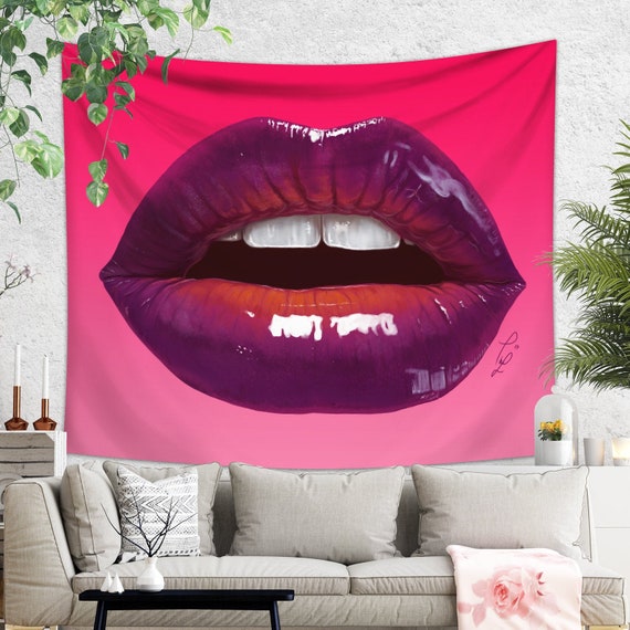 Modern Tapestry Wall Hanging From Lightweight Fabric Hot Pink