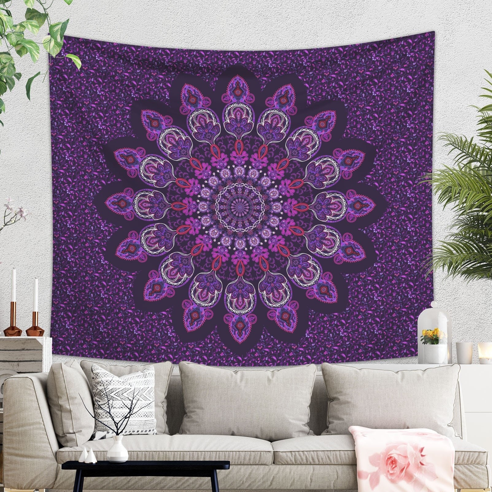Purple mandala tapestry hotsell