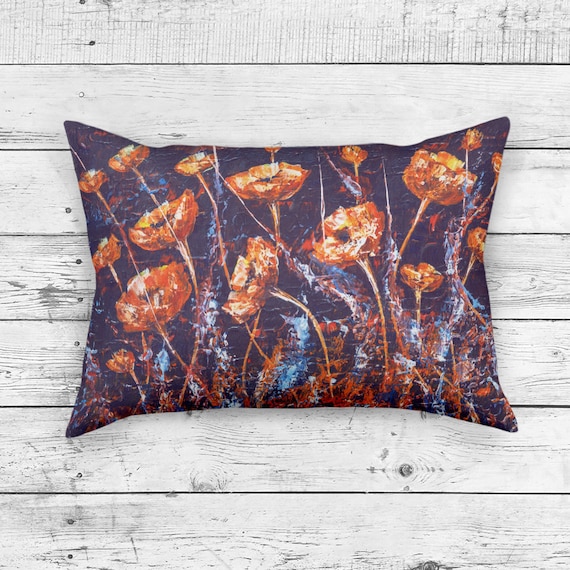 PAINTED POPPIES PILLOW Rectangle Impressionist Floral Throw Etsy Stunning Poppy Floral Decorative Pillows PAINTED POPPIES PILLOW Rectangle Impressionist Floral Throw Etsy Stunning Poppy Floral Decorative Pillows
