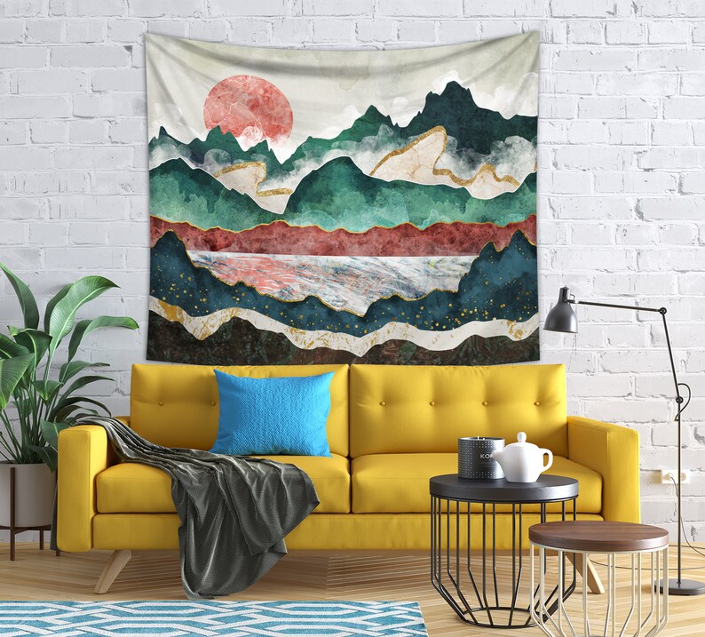 Japan Mountain Tapestry Scenic Landscape Dorm Room Decor Etsy