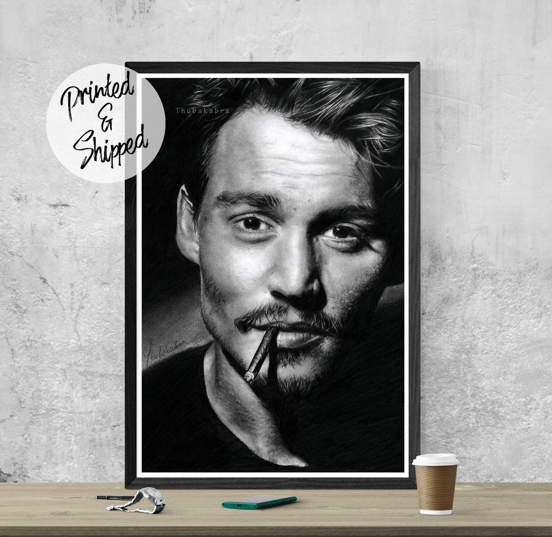 Johnny Depp Print Johnny Depp Pencil Portrait Poster Black - Etsy