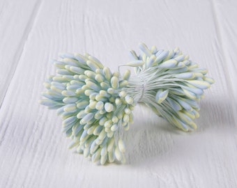 P263. Japanese stamens, blue-white drop head 3mm, 1pcs in pack