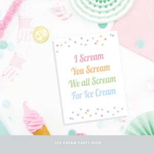 Ice Cream Social Confetti / Sprinkle Sign / I Scream, You Scream, We All Scream, for Ice Cream! - Design / Printable Party & Birthday Decor
