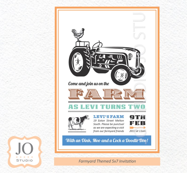 Farm Themed 5x7 Invitation / Farmyard Party | Etsy