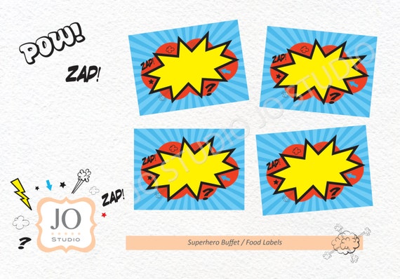 superhero buffet food labels jar labels superhero party etsy