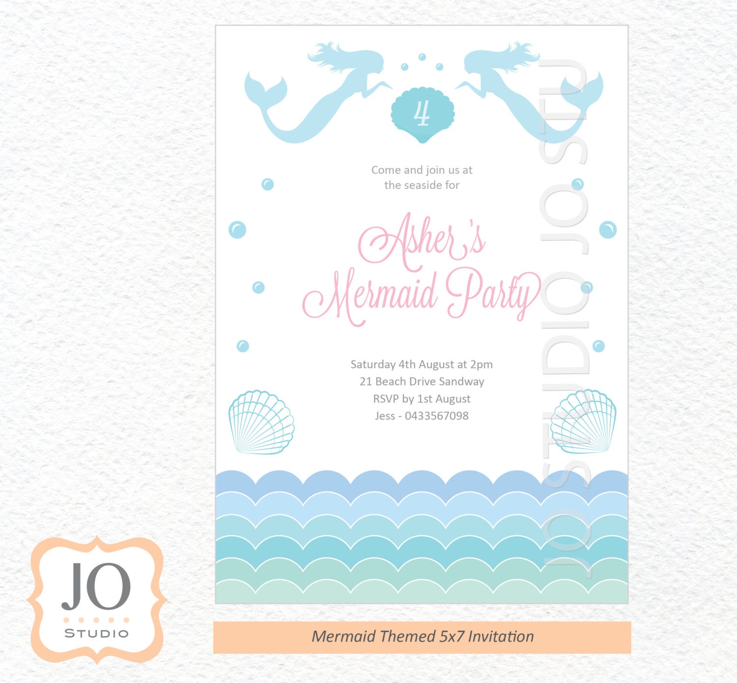 Custom Mermaid Invitation for a Mermaid Party / Design / DIY Etsy