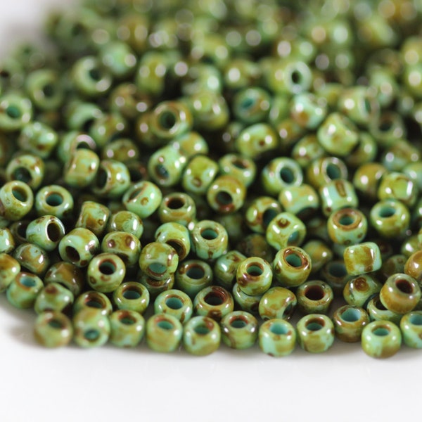 TOHO Seed Bead 8/0 ~ HYBRID Turquoise Picasso 8g-24g (TR-08-Y307) O-10