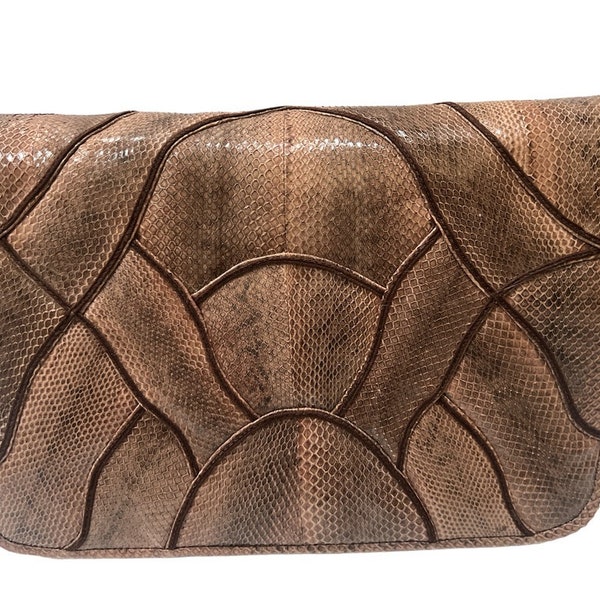 Vintage House of Reptile Accessories Brown Snakeskin Shoulder Bag Clutch Purse